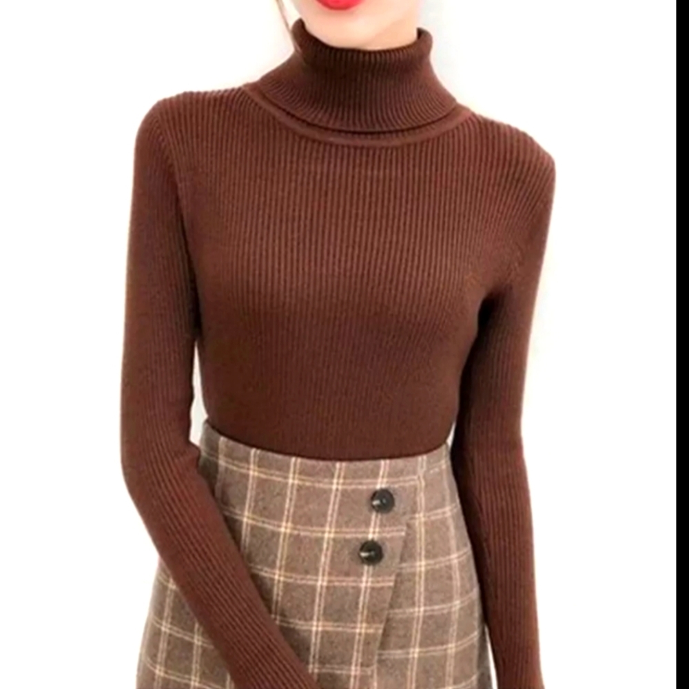 ☕NWT☕ Warm Spiced Coffee Shade Autumn Knit Turtle Neck Sweater Medium